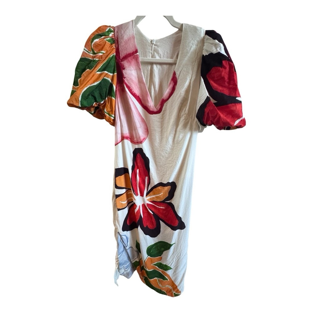 Anthropologie Puff Sleeve A-Line Maxi Dress‎ Big Mod Floral Print *No Size Brand